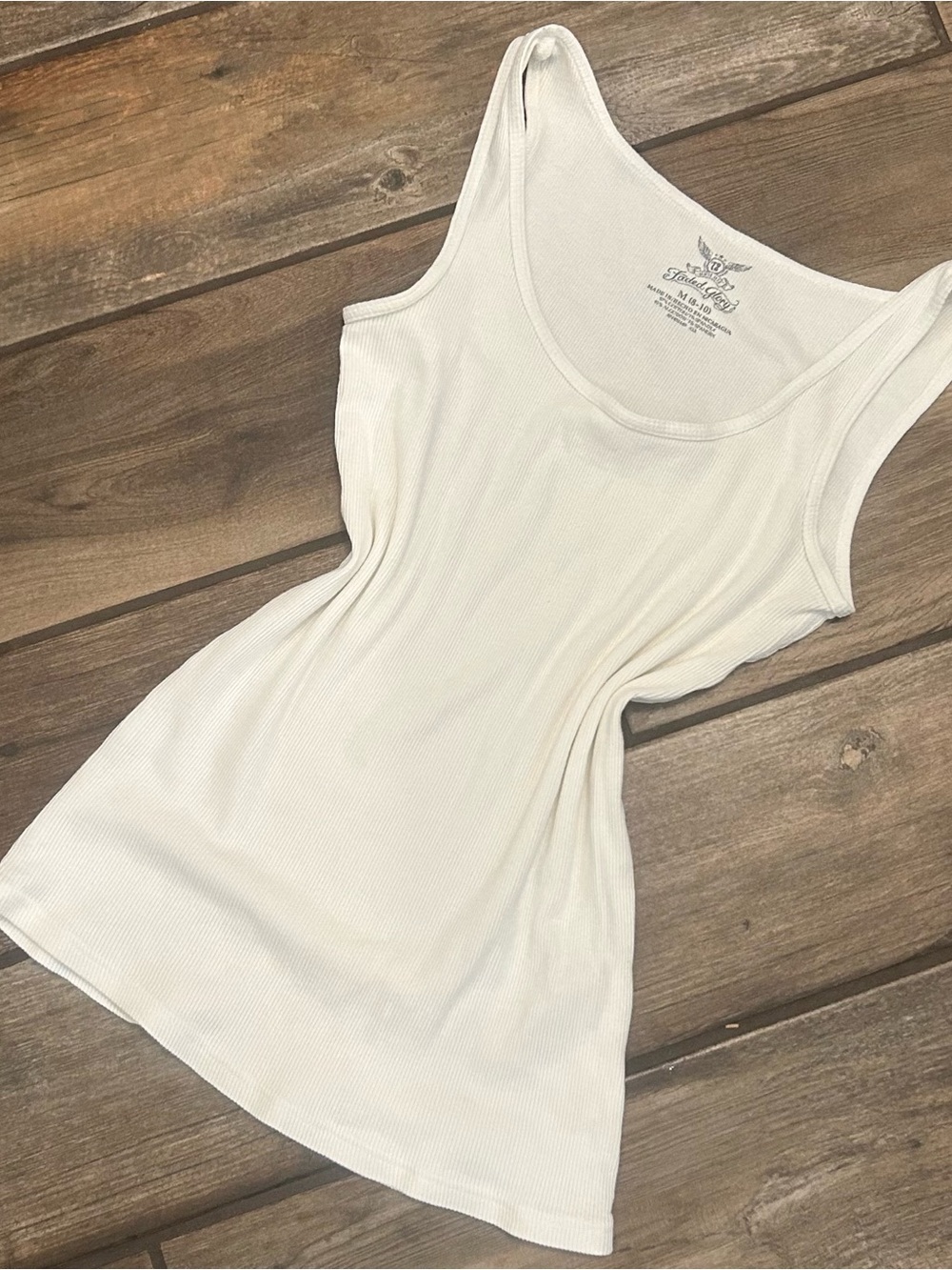 Faded Glory White Ribbed Scoop Neck Tank Top